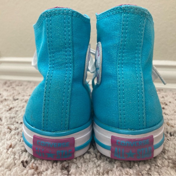 Converse All Star Chuck Taylor hight top metallic blue junior sneaker used Sz 3 - Picture 6 of 10